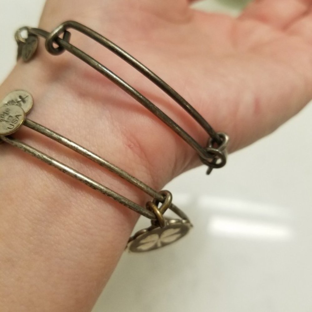 Alex And Ani Silver Lucky Clover Charm Bangle Bracelets St Patrick Day Classic - Picture 4 of 8